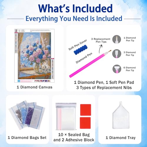 AUKELHJ Flowers Diamond Art Kits for Adults, Diamond Painting, 12x16 Inch - color: 08-Flowers