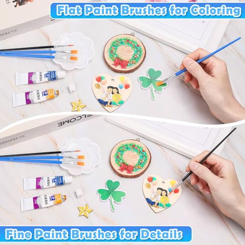 200 Pcs Small Paint Brushes Bulk, Anezus Detail Paint Brushes Fine Brushes with Flat and Round Tip Acrylic Brushes Set for Classroom Water Color Pumpkin Canvas Painting Touch Up - style: Mixed(100Flat+100Fine)