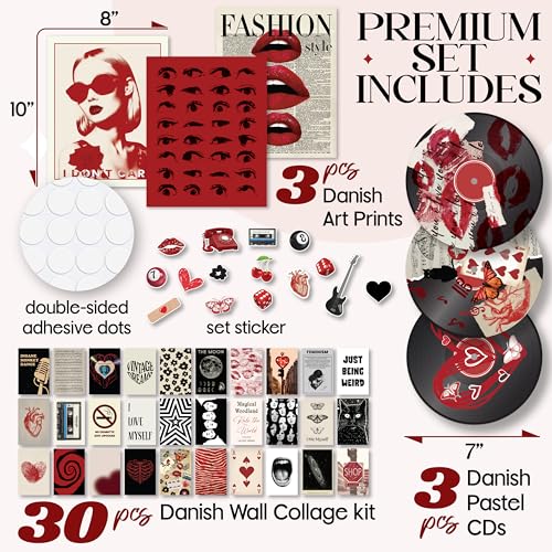 Downtown Girl Room Decor Y2k Posters, Trendy Red Prints For Teen Girl Dorm - color: Red Downtown