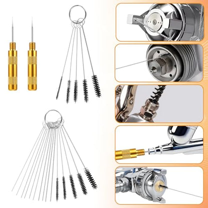 Airbrush Cleaning Kit,Airbrush Cleaner for Spray Paint,Multi-Purpose Straw Cleaner Brushes Sets,Airbrush Accessories with 10 Cleaning Needles,10 Cleaning Brushes and 2 Sharp Pick Needle