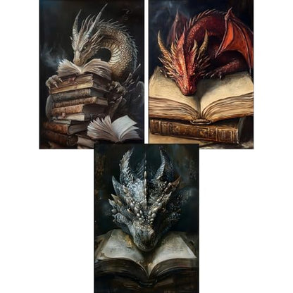 GOUOYANA Dragon Diamond Art Kits for Adults-3P Magic Book Diamond,Wall Art | Round Drill Dragon And Book Diamond Painting for Beginners DIY Rhinestone 5D Diamond dots(Gemstone Craft)Wall Art Gift12x16IN - color: DP01967