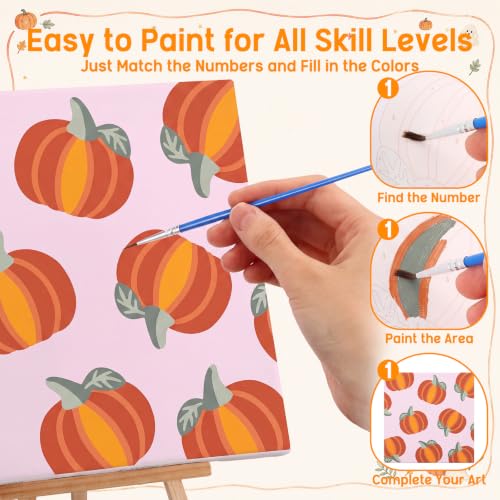 YooNotee 6 Pack Ghost Paint by Numbers Kit 8 x 8 Inch Canvas - style: Pumpkin