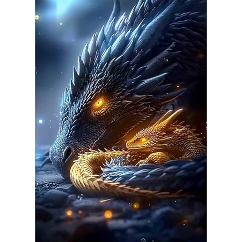 SENQAO 5D Dragon Diamond Painting Kits for Adults, Dragon Diamond Art Kits for Adults Beginner, DIY Full Drill Diamond Dot Gem Painting for Home Wall Decor 12x16 inch - color: dragon - 04