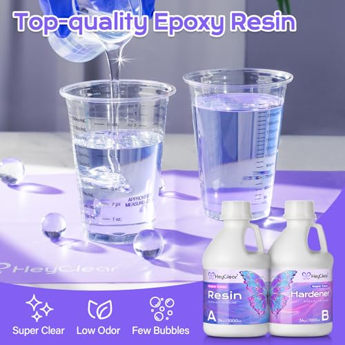 HeyClear 68oz Epoxy Resin Kit Crystal Clear Hard, DIY Crafts for Adults - size: 68oz kit