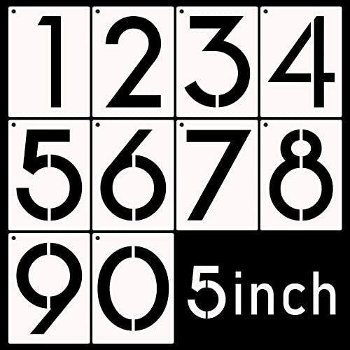 DXCYZ 5 Inch Large Number Stencils Kit 0-9 Address Number Stencil, 10PCS Reusable Plastic Painting Number Templates for Mailbox Signs, Door - size: 5 Inch