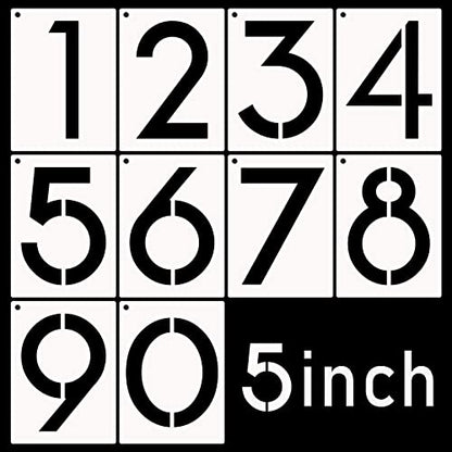 DXCYZ 5 Inch Large Number Stencils Kit 0-9 Address Number Stencil, 10PCS Reusable Plastic Painting Number Templates for Mailbox Signs, Door - size: 5 Inch