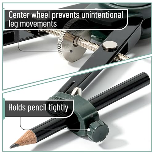 Mr. Pen- Metal Geometry Compass, Center-Wheel Design - color: Black