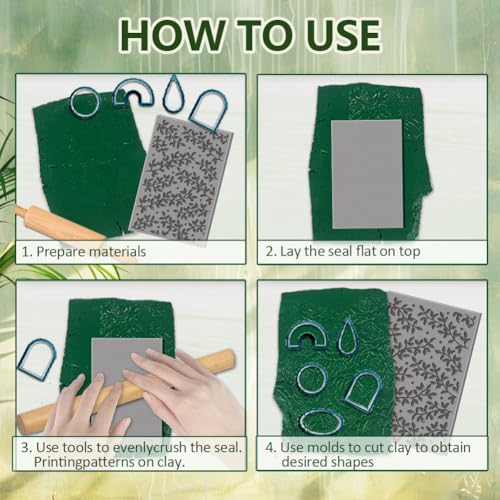 CHGCRAFT 16 Sheets Banana and Apple Clay Texture Mat Mushroom Pattern Polymer Clay Texture Sheets DIY Tools for Pottery Earring Jewelry Making Stamp Engraving Machines, 4x2.6inch - style: Fruits and Plants Series