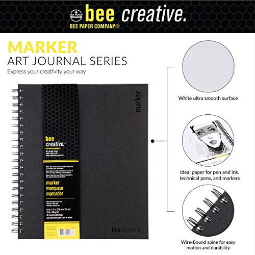 Bee Paper - 8.5"x 11" Bee Creative Marker Drawing Journal - size: 8-1/2-inch X 11-inch, 50 Sheet Art Journal, style: Marker Art Journal