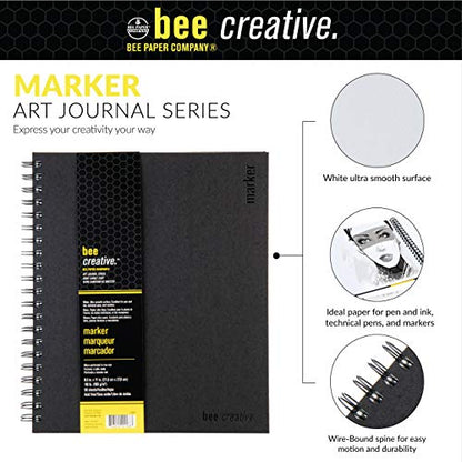 Bee Paper - 8.5"x 11" Bee Creative Marker Drawing Journal - size: 8-1/2-inch X 11-inch, 50 Sheet Art Journal, style: Marker Art Journal