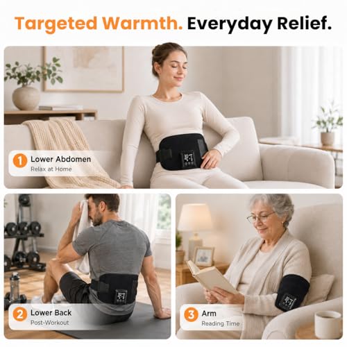 Cordless Red Light Therapy Heat Pad for Back, 660nm & 850nm Near Infrared Red Light Wrap with 6 Brightness Levels 6 Time Settings, 5000mAh Rechargeable Wearable Light Belt for Body