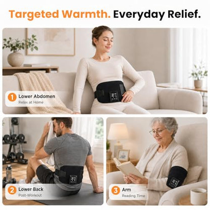Cordless Red Light Therapy Heat Pad for Back, 660nm & 850nm Near Infrared Red Light Wrap with 6 Brightness Levels 6 Time Settings, 5000mAh Rechargeable Wearable Light Belt for Body