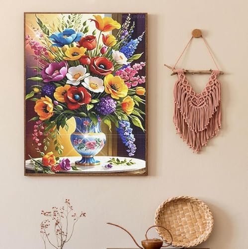 COHAYISY Flowers Diamond Painting Kits for Adults, Bouquets Diamond Art for Beginners, vases Diamond Round 5D Full Drill Paint with Diamonds Pictures Gem Art Painting Kits DIY Crafts Kits 12x16inch - color: 25-18 Bouquets