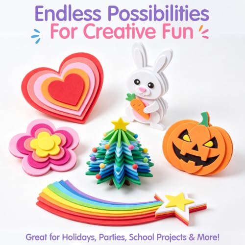 Ctosree 150 Pcs Foam Sheets Crafts 8.5 x 5.5 Inch Foam Paper, Multicolor - color: Multicolor