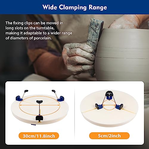 Pottery Wheel Turntable Clamp Includes Rods and Sliders, Portable Ceramic Pottery Trimming Tools Pottery Machine Turntable Clamp for Ceramic Beginners Professionals (US Stock)
