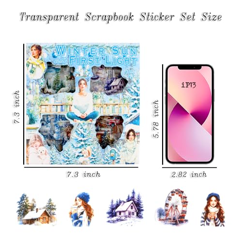 430Pcs Scrapbook Winter Landscape Stickers Set for Scrapbooking Supplies, Aesthetic Collage PET Stickers for Journaling, Junk Journal, Bujo, DIY Craft Art, Scrap Booking Supples Kit - color: Winter Sun Shines