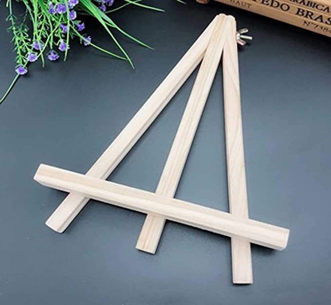 9.4" Tall Natural Pine Wood Tripod Easel Photo Painting Display Portable Tripod Holder Stand& Adjustable Wooden Tripod Tabletop Holder Stand for Canvas - style: 18pack