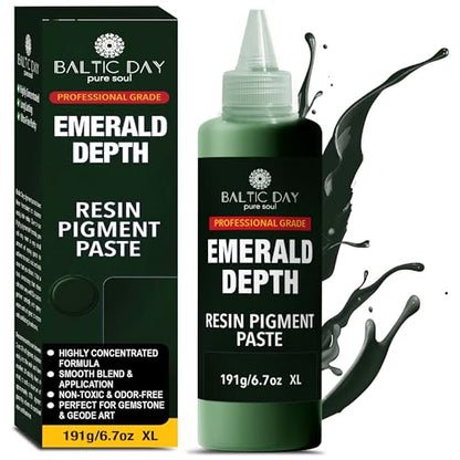 BALTIC DAY Emerald Green Epoxy Resin Pigment Paste XL (191g/6.7oz) – Opaque Epoxy Dye & High Concentration Coloring Paste, Mica Powder Alternative for Resin Art, Jewelry, Tumblers - color: Emerald Depth XL