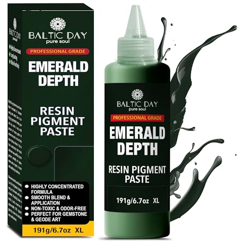 BALTIC DAY Emerald Green Epoxy Resin Pigment Paste XL (191g/6.7oz) – Opaque Epoxy Dye & High Concentration Coloring Paste, Mica Powder Alternative for Resin Art, Jewelry, Tumblers - color: Emerald Depth XL
