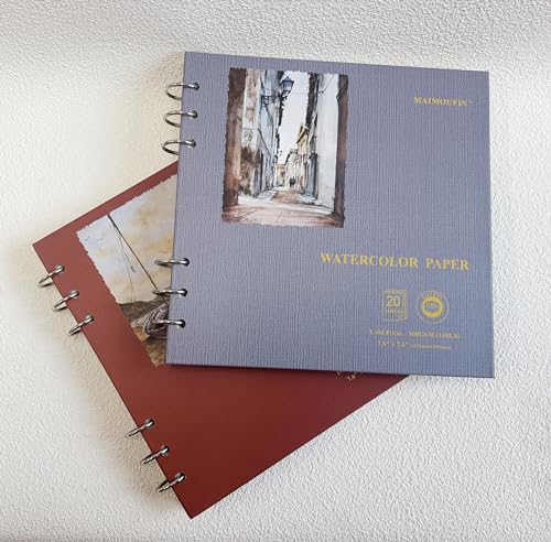 MAIMOUFIN Square Spiral Watercolor Sketchbook, 100% Cotton,Cold Press