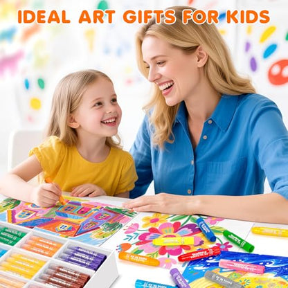 144 Pcs Ellinjan Tempera Paint Sticks For Kids, 12 Classic Colors, Washable & Quick-Drying Twistable Solid Paint, Bulk Art Supplies for Drawing & Painting, Back to School Art Supplies for Kids Classroom