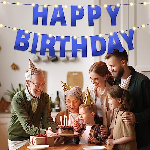 TaoBary 112 Pcs DIY Banner Letters Kit with Numbers,Bright Blue | 107 Glitter Letters Numbers with Rope and Needle, Reusable for Birthday, Halloween, Christmas, Wedding, Valentine Decor - color: Bright Blue