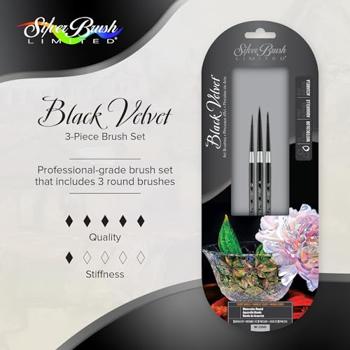 Silver Brush Limited Black Velvet Watercolor Round Paintbrush Set, 3pc - color: Watercolor Round Set, size: 3 Pc