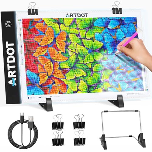 ARTDOT A4 LED Light Pad for Diamond Art Kits for Adults,USB Powered Adjustable Brightness Light Board for Diamond Painting Accessories and Tools - size: A4