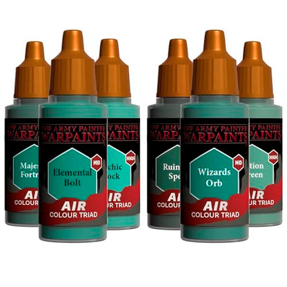 The Army Painter, Air Triads Teals, 6 x 18 ml Warpaints Air | Pre-thinned Acrylic spray gun paints - Paint sprayer paint for D&D & Warhammer Miniatures - color: Teals