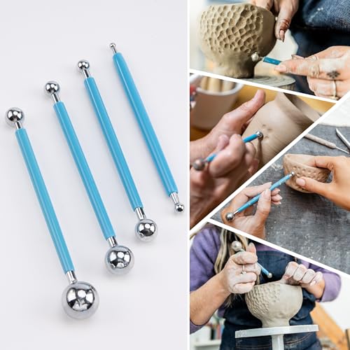 Pottery Clay Sculpting Tools Set, 61 Pcs | Double-sided ergonomic trimming tools with hardened rustproof metal heads and carrying case for beginners and students.
