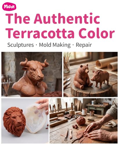Plasticine Oil Based Modeling Clay, Non Hardening Reusable Clay, Non Toxic, Sulfur Free, No Bake, Non Drying Professional Plastilina Sculpting Clay (Terracotta, 2 Lbs) - color: Terracotta, size: 2 lbs