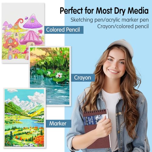 5.8x8.3in Sketch Book, 60Sheets Spiral Bound Notebooks, Bright White 92lbs/150gsm Acid-Free Drawing Paper for Painting,Sketching, Professional Sketch Pad for Artists, Beginners. BW-Wine Red - color: Bright White-Wine Red