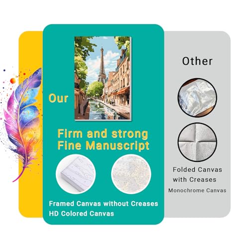 obterie 4 Pack Framed Paint by Numbers Kit for Adults Beginner Canvas Painting by Numbers for Adults Landscapes Easy Adult Paint by Number Kits with Frame City Watercolor Painting by Number 8x12 Inch - color: YFc0104