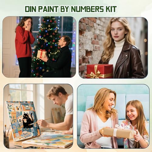 ICYANART Paint by Numbers for Adults Framed, Cat Number Painting 8x12In | Cat Paint by Number for Adults Beginners, Acrylic Funny Painting by Numbers, Cat Paint by Numbers - color: Lazy Cat-7.8x7.8in