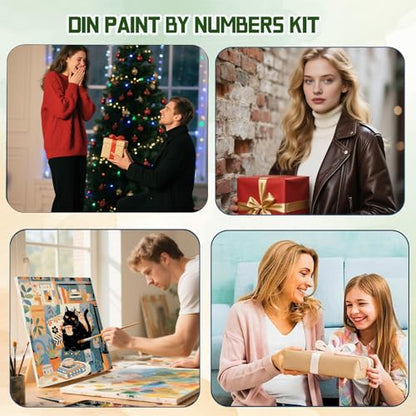 ICYANART Paint by Numbers for Adults Framed, Cat Number Painting 8x12In | Cat Paint by Number for Adults Beginners, Acrylic Funny Painting by Numbers, Cat Paint by Numbers - color: Lazy Cat-7.8x7.8in
