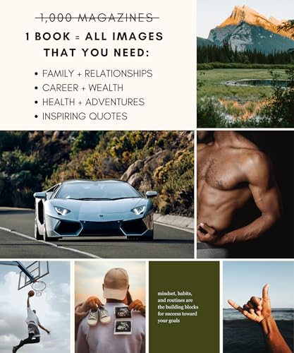 Lamare Vision Board Book for Men - 1000+ Images & Vision Board Supplies | Visualize Your Next Win | Vision Board Kit, Vision Board Magazines, & Collage Book for Daily Inspiration & Goal Achievement - color: For Men