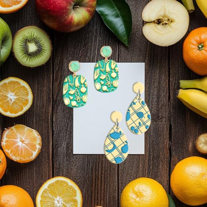 CHGCRAFT 16 Sheets Banana and Apple Clay Texture Mat Mushroom Pattern Polymer Clay Texture Sheets DIY Tools for Pottery Earring Jewelry Making Stamp Engraving Machines, 4x2.6inch - style: Fruits and Plants Series