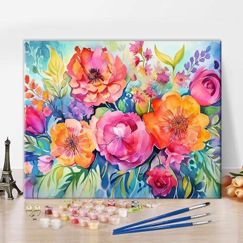 TUMOVO Flower Easy Paint by Numbers Kit for Adults Beginner Floral - color: Floral