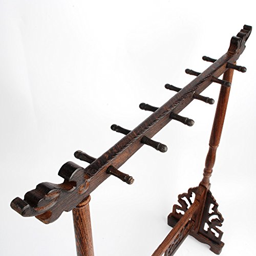 NWFashion Wood Carving Calligraphy Sumi Brush Hanger Calligraphy Rosewood Stand Shelf 12pins Chinese Brush Holder … (brush holder) - color: brush holder