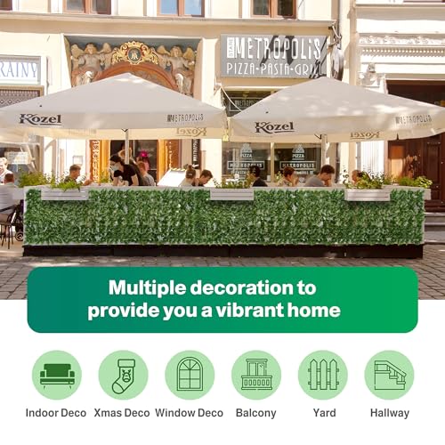 Artificial Ivy Privacy Fence Screen, Artificial Faux Ivy Hedge, Expandable Faux Privacy Fence with 80 pcs Zip Ties Decoration,59x98.4 inch,Color Printing Turtle Back Pattern Leaf