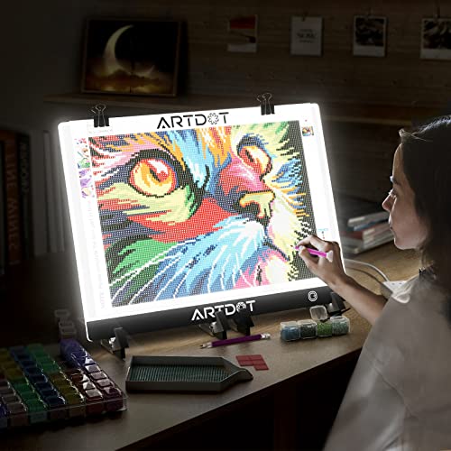 ARTDOT A3 LED Light Pad for Diamond Art Kits for Adults, USB Powered Light Board Kit, Adjustable Brightness with Diamond Painting Tools Detachable Stand and Clips (Pack of 2) - size: A3 (Pack of 2)