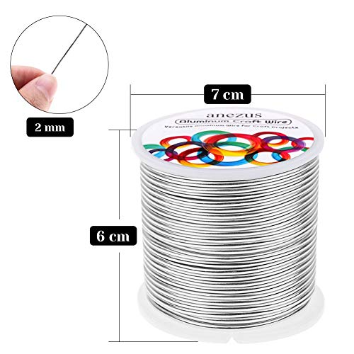 Anezus 12 Gauge Aluminum Wire 100 Feet - 2mm Metal Armature Bendable Sculpting Wire for Crafts, Wreath Making, Jewelry Making, Beading, Floral (Silver) - color: silver, size: 12 Gauge(2 mm)
