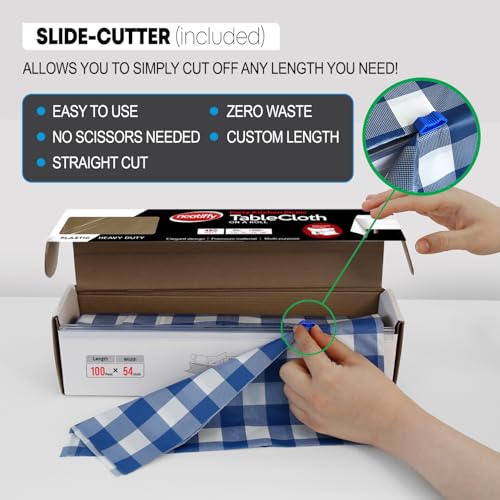 Neatiffy Disposable Plastic Table Cloth Roll | Waterproof Tablecloth | Table Cover for Picnic, Party, Banquet, Birthdays, Weddings (Blue Checkered, 54 inches X 100 feet) - color: Blue Checkered 100, size: 54 inches X 100 feet