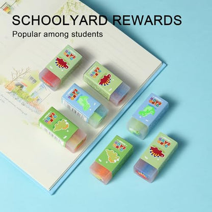HILAZA 18Pcs Cute Dinosaur Erasers for Kids Bulk, Kawaii Fun Pencil Jelly Erasers for School Classroom Supplies Prize Gifts Party Favors - style: DINOSAUR