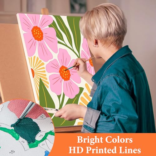 Fountor 6 Pack Paint by Numbers Kit for Adults Beginner Flowers 8x12 Inch - color: LKOP6P-3