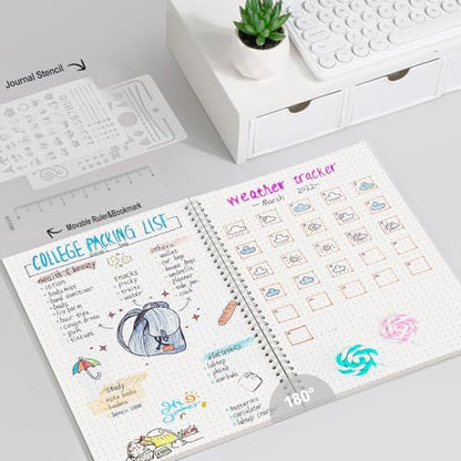 AHGXG Dotted Journal, Grid Spiral Notebook, 110 Pages, A4 (8.5" x 11") | 100 GSM Thick Dot Paper, Waterproof Plastic Cover Journals for Journaling, Sketching (Transparent) - color: Transparent, style: A4-Dotted