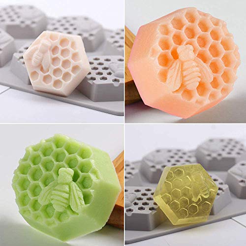 Sakolla 2 Pack Honeycomb Silicone Soap Molds, 6 Cavity Hexagon Bee Silicone Molds for Soap, Lotion Bars, Wax Melts, Beeswax (Purple) - color: Honeycomb/Purple