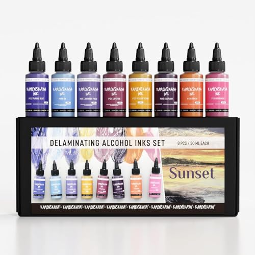 KAMENSKAYA Delaminating Alcohol Ink Set 'Sunset', 8 x 1 fl oz - color: Sunset