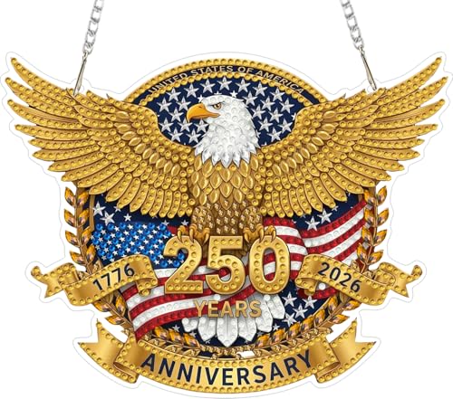 ARPADAMO Hanging Ornament Diamond Art Kits for Adults Gold Eagle 7.2x5.6in | 5D DIY Special Shaped Crystal Independence Day Patriotic Pendant Diamond Painting Kit,Window Hanging Gift for Home Garden - color: DP03977