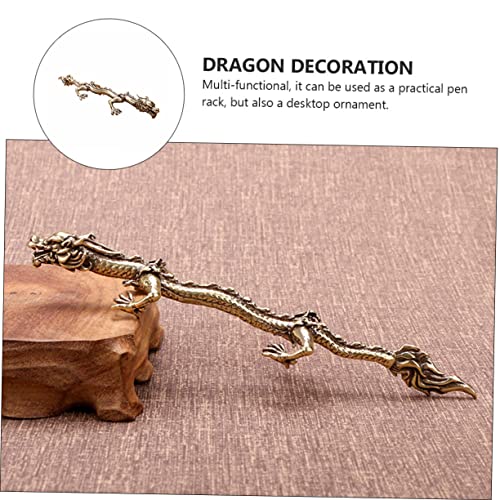 LIFKOME Dragon Pen Holder Desktop Ornament Antique Dragon Model Multi-Functional Calligraphy Brush Stand Unique Decorative Writing Rack for Home Office